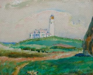 Frank Carson 1881 1968 Vintage Lighthouse Painting