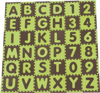 ABC & Numbers Green/Brown Eva Foam Playmat Floor Mat Set Tadpoles NEW