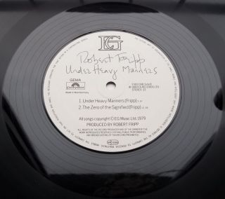 LP Robert Fripp God Save The Queen Under Heavy Manners 1st de EX EX