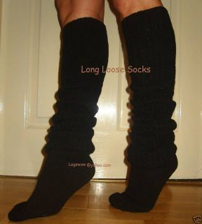 Smith Boot Socks Slouch Long Loose New OTK Black Scrunch Thick