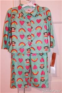 Paul Frank Girls Blue Monkey Rainbow Heart Pajamas PJs