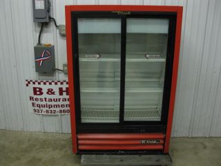True Red 2 Door Glass Front Refrigerator Merchandiser Pop Cooler GDM
