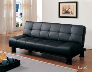 Fruitvale Modern Black Bycast Leather Futon Sofa Bed
