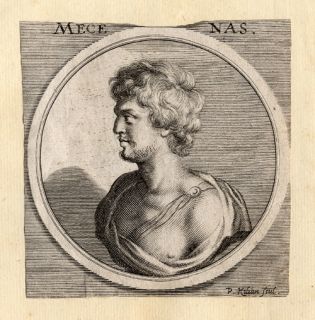 Antique Portrait Print Gaius Maecenas Sandrart 1675