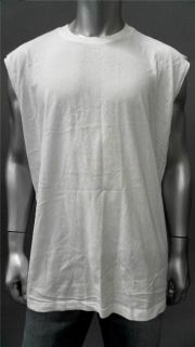 Foot Locker Muscle Mens 2XL White Cotton Basic T Shirt Tee Sleeveless