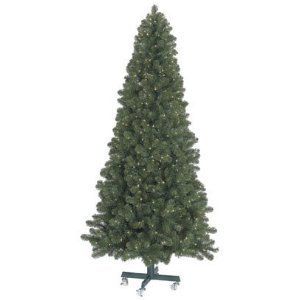 GKI Bethlehem 7.5 Foot Slim Tree w/ Rolling Stand 650 Clear Lights
