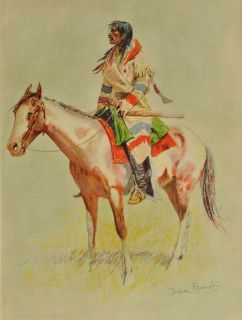 Orig. Frederic REMINGTON drawing Native American INDIAN Chief horse