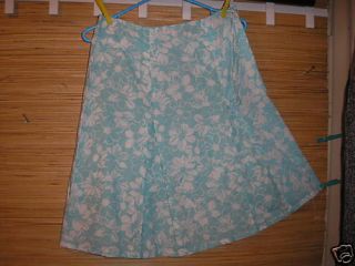Aqua Whi Flower Print Pleat Skirt Skirts Funky People M