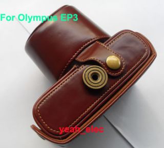 Leather case bag for OLYMPUS PEN E P3 EP3 14 42mm camera brown