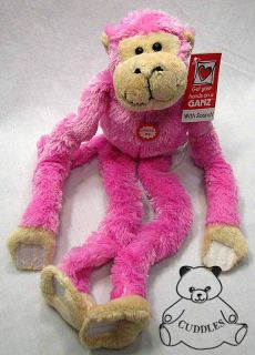 Monkey Dark Pink Sound Kiss Noise Ganz Plush Toy Stuffed Animal Bungee