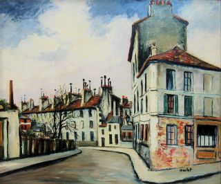 Elisee Maclet Impressionist French Montmartre Paris Cityscape Oil