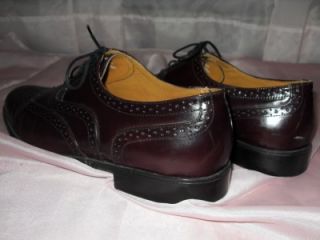 Sz 11 French Shriner Burgandy Oxblood Leather Wing Tip Shoes Oxfords