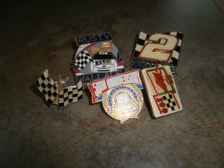 Lot of 5 Vintage Nascar Hat Lapel Pins Rusty Wallace 50th Miller 300