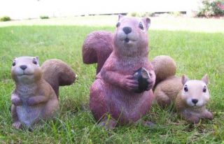 Squirrel Babies Garden Animal Statues Lawn Yard Decor 2 Pcs