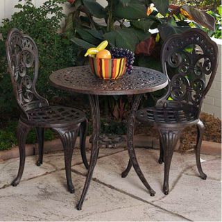 French Cafe Set Table and 2 Chairs Bronze Fin Aluminum