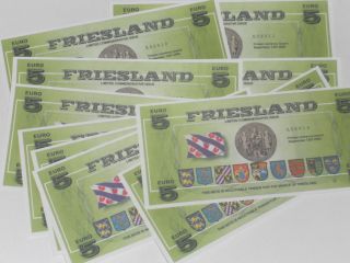 Friesland 5 Euro 2009 UNC 10 Consecutive Serialnumbers