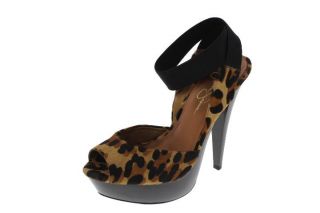 Jessica Simpson New Garita Black Cheetah Print Open Toe Platform Heels