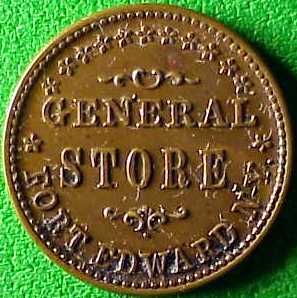 Fort Edward s Civil War Token NY270A 1A Harvey Co General Store Indian