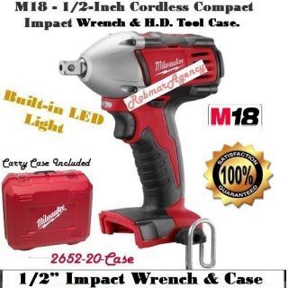 Milwaukee   M18, 18 Volt 1/2 Inch Cordless Impact Wrench & Case   2652