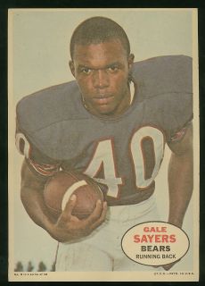 1968 Topps Poster Gale Sayers Chicago Bears RB 8 16 Ph 0104