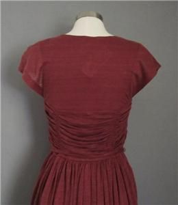 Plenty by Tracy Reese Chili Red Linen Ruched Bodice Frock Dress Cap