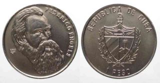 Cuba 1 Peso 2002 Friedrich Engels CU Ni UNC Scarce 68450