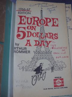 RARE Europe on $5 A Day Arthur Frommer Collectible Antique Travel
