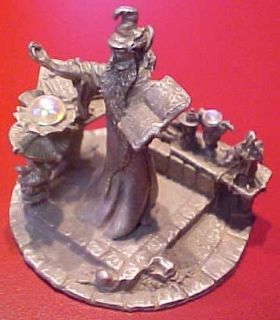 1986 Gallo Pewter Teaching Wizard w Opalescent Orbs