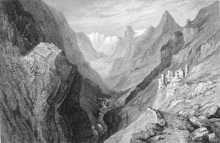Italy Alps Valley of Pelice Ruins of Fort Mirabouc Bartlett Antique