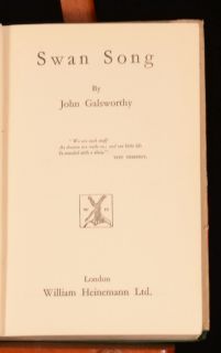 1928 Swan Song John Galsworthy Unclipped Dustwrapper First Edition