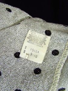  Silver Black Polka Dot Donovan Galvani Knit Blouse Top Shirt S