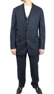  Suit Blazer Vest Pants 40L 35x32 Gangster Costume Blue
