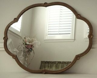 Vintage Gilt Metal Shell Motif Scalloped Frame Mirror