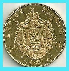 France 1857 A 50 Francs Gold Coin R A R E