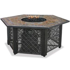 Uniflame LP Gas Fireplace with Slate Tile Mantel   GAD1374SP