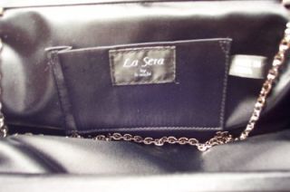 La Sera by Franchi Black Silk Evening Handbag Clutch