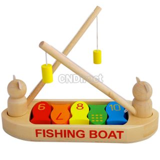 Wooden Fun Fishing Toys Magnetic Fishing Fishing Boat Children
