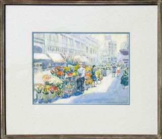 Frank A Brown Street Vendors New York Watercolor