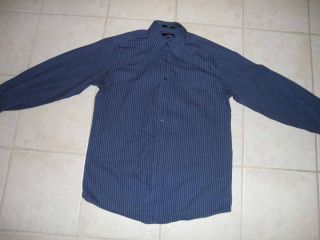 Fumagalli Mens Dress Shirt 15 5 34 Blue Button Down Medium Stripes M