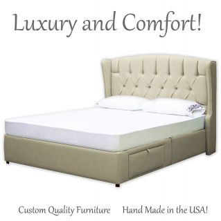 Queen Meridian Luxury Bed Frame Elegant Tufted Headboard Sale Platform