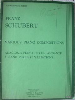 Music Book FRANZ SCHUBERT Various PIANO COMPOSITIONS classical
