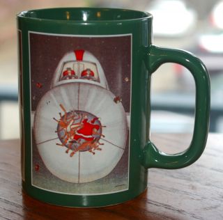 Far Side Coffee Mug by Gary Larson 1989 Green Christmas Air Plane