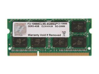 SKILL 4GB 204 Pin DDR3 SO DIMM DDR3 1333 (PC3 10666) Laptop Memory