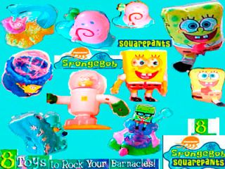 Burger King Sponge Bob Spongebob 8 Toy Set Squarepants 2003