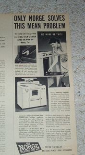 1950 Old Ad Norge Gas Range Kitchen Stove Oven Vintage Advertising