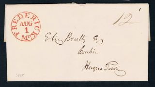 1838 XF Stampless F L Frederick MD to Hagerstown Bank Unusual 12C Rate