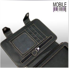 Black Leather Wallet Case for Samsung Galaxy Tab P1000