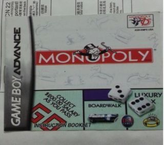 Classic Monopoly Gameboy Advance SP DS GBA Game Boy Games
