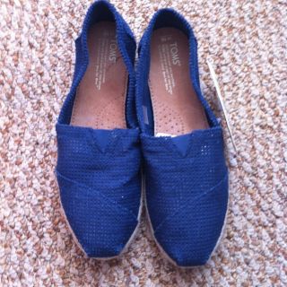 TOMS Classic Freetown Espadrille Flat Shoes navy blues Sz 10 NWT