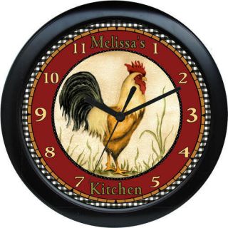 Personalized Kitchen Clock French Country Rooster Decor